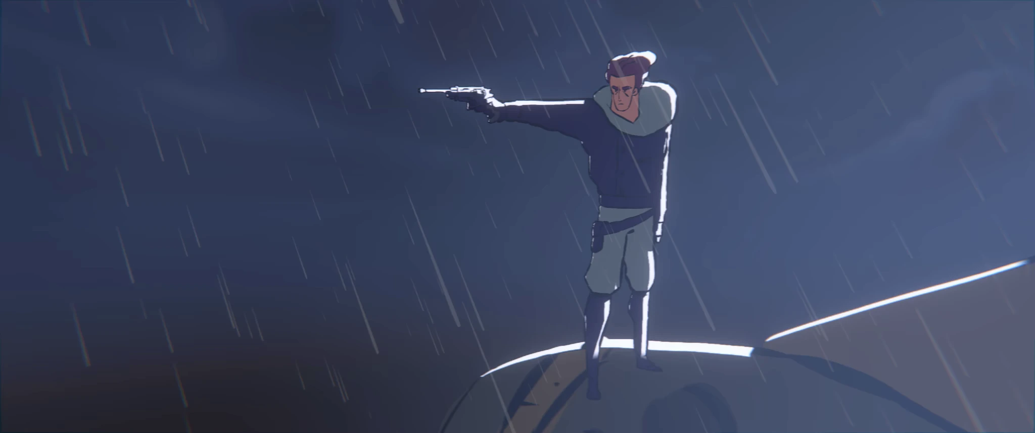 Graphic two-dimensional character action frame