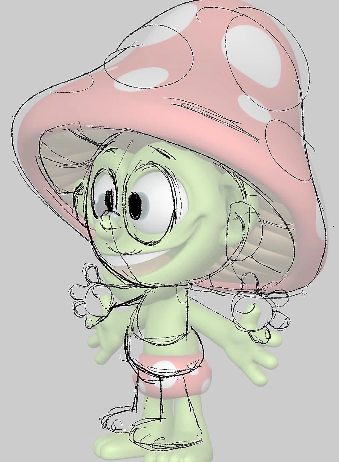 Stylized character development artwork